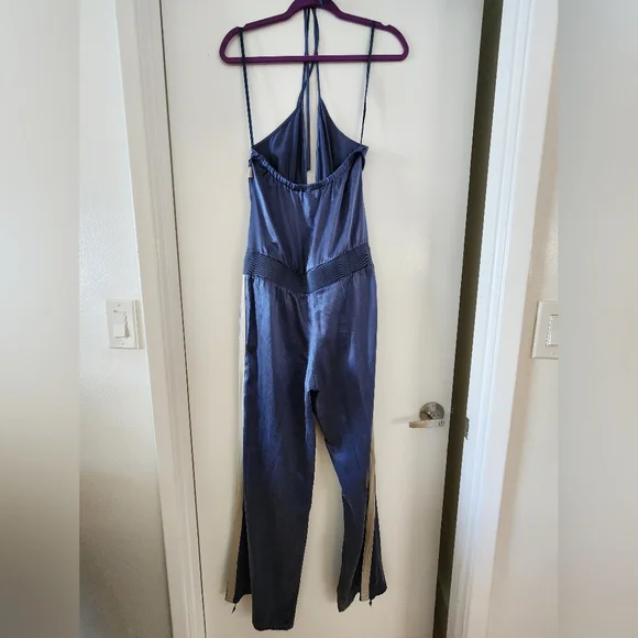 Vintage JLo Collection Silk Elegant Blue/purple Halter Jumpsuit